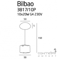 Люстра подвесная Maxlight Bilbao 3817/10P модерн, прозрачный, хром, стекло, металл