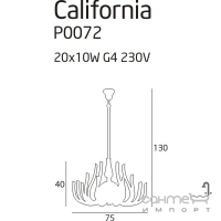 Люстра подвесная Maxlight California 0072 неоклассика, прозрачный, хром, дымчатое стекло, металл, текстиль