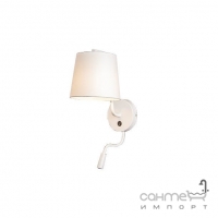 Настенный светильник бра с абажуром и лампой для чтения Maxlight Chicago W0196 неоклассика, белый, текстиль, металл
