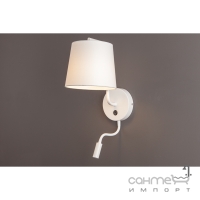 Настенный светильник бра с абажуром и лампой для чтения Maxlight Chicago W0196 неоклассика, белый, текстиль, металл