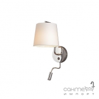 Настенный светильник бра с абажуром и лампой для чтения Maxlight Chicago W0198 неоклассика, белый, хром, текстиль, металл