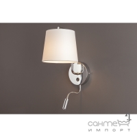 Настінний світильник бра з абажуром та лампою для читання Maxlight Chicago W0198 неокласика, білий, хром, текстиль, метал