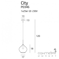 Люстра підвісна Maxlight City P0346 модерн, димчастий, хром, скло, метал