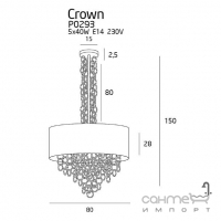 Люстра підвісна Maxlight Crown P0293 модерн, чорний, золото, текстиль, метал