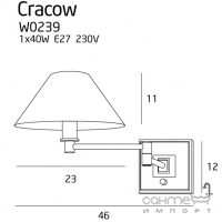 Настінний світильник Maxlight Cracow W0239 вінтаж, латунь, метал