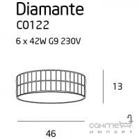 Люстра пристільна Maxlight Diamante C0122 модерн, прозорий, хром, скло, метал, білий