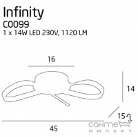 Люстра пристібна Maxlight Infinity C0099 авангард, хром, білий, метал, акрил