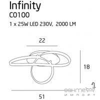 Люстра пристібна Maxlight Infinity C0100 авангард, хром, білий, метал, акрил