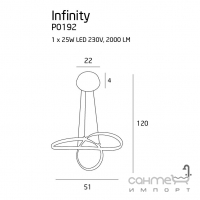 Люстра пристільна Maxlight Infinity P0192 авангард, хром, білий, метал, акрил