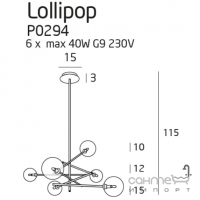 Люстра підвісна Maxlight Lollipop P0294 модерн, прозорий, латунь, скло, метал