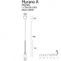 Люстра підвісна Maxlight Murano P0245 вінтаж, прозорий, хром, скло, метал