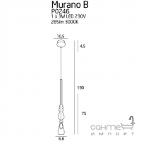 Люстра подвесная Maxlight Murano P0246 винтаж, хром, стекло, металл, дымчатый