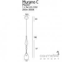 Люстра подвесная Maxlight Murano P0247 винтаж, хром, стекло, металл, дымчатый