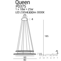 Люстра підвісна Maxlight Queen P0375D хай-тек, хром, метал, диммер