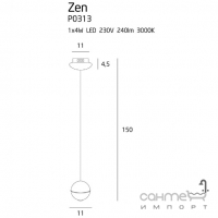 Люстра подвесная Maxlight Zen P0313 модерн, хром, металл