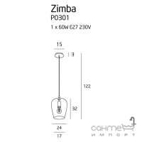 Люстра подвесная Maxlight Zimba Smoky P0301 модерн, черный, металл, стекло