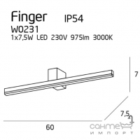 Настінний світильник Maxlight Finger W0231 хай-тек, модерн, чорний, метал, акрил