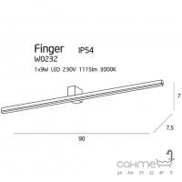 Настінний світильник Maxlight Finger W0232 хай-тек, модерн, чорний, метал, акрил