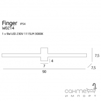 Настінний світильник Maxlight Finger W0214 хай-тек, модерн, білий, метал, акрил