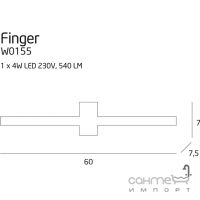 Настінний світильник Maxlight Finger W0155 хай-тек, модерн, білий, метал, акрил