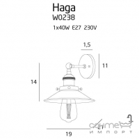 Настенный светильник Maxlight Haga W0236 ретро, лофт, латунь, металл