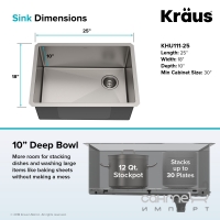 Кухонная мойка c аксессуарами Kraus Standart PRO KHU111-25 нержавеющая сталь