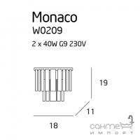 Настінний світильник Maxlight Monaco W0209 модерн, прозорий, хром, скло, метал