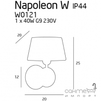 Настінний світильник вологостійкий Maxlight Napoleon W0121 класика, білий, хром, текстиль, метал