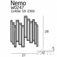 Настінний світильник Maxlight Nemo W0247 сучасний, хром, скло, метал