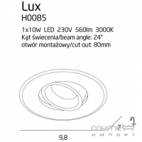 Точковий світильник вбудований Maxlight Lux H0085 хай-тек, метал, білий