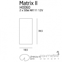 Точковий світильник вбудований Maxlight Matrix II H0060 хай-тек, метал, чорний