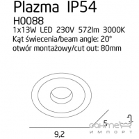 Точковий світильник вбудований вологостійкий Maxlight Plazma H0088 хай-тек, метал, чорний, скло