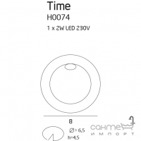 Точковий світильник вбудований вологостійкий Maxlight Time H0074 хай-тек, метал, білий