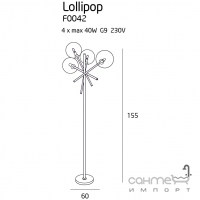 Торшер Maxlight Lollipop F0042 модерн, прозрачный, латунь, стекло, металл