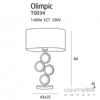 Настольная лампа Maxlight Olimpic T0034 модерн, экрю, хром, текстиль, металл