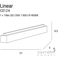 Світильник стельовий Maxlight Linear Fortis C0124 хай-тек, білий, метал, акрил