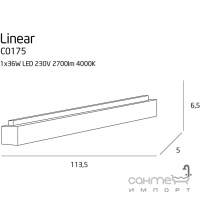 Светильник потолочный Maxlight Linear C0175 хай-тек, черный, металл, акрил