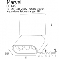 Точковий світильник накладний Maxlight Marvel C0149 хай-тек, білий, метал