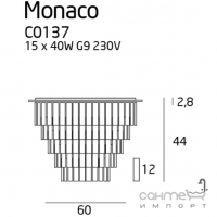 Люстра припотолочная Maxlight Monaco C0137 неоклассика, хром, металл, стекло