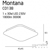 Светильник потолочный Maxlight Montana C0138 хай-тек, белый, акрил, металл