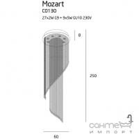 Люстра припотолочная с пультом ДУ Maxlight Mozart C0130 арт-деко, прозрачный, хром, стекло, металл