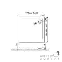 Квадратный акриловый душевой поддон Polimat Geos 90x90 00375 белый матовый, структура камня