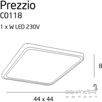 Светильник потолочный Maxlight Prezzio Square C0118 белый, прозрачный, хром, металл, стекло