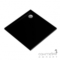 Квадратный акриловый душевой поддон Polimat Geos 80x80 00379 черный матовый, структура камня