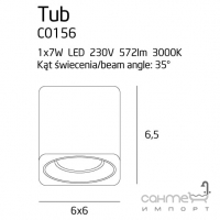 Точковий світильник накладний Maxlight Tub C0156 білий, метал