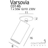 Світильник стельовий спот Maxlight Varsovia C0146 хай-тек, метал, латунь