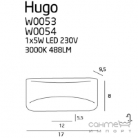 Светильник настенный Maxlight Hugo W0054 хай-тек, алюминий, черный, золото