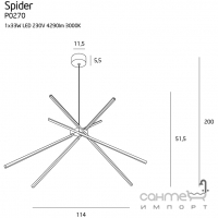 Люстра подвесная Maxlight Spider P0270 модерн, белый, металл, акрил