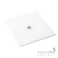 Квадратний душовий піддон із штучного каменю 90х90 Polimat Fresco 00450 білий матовий