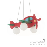 Люстра подвесная детская Ideal Lux Avion 136318 модерн, красный, зеленый, белый, окисленное стекло, дерево